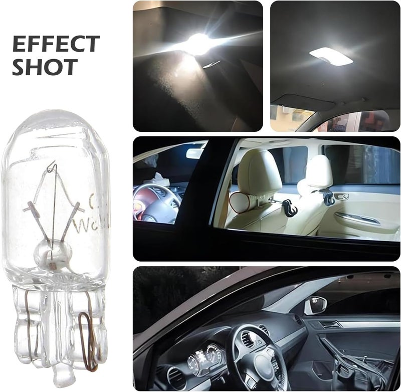 Downhill 10 PCS T10 168 192 Bulb,12V 5W Shockproof Quartz Glass Instrument Light/side Light/Taillight, Multi-function Plug and Play Turn Signal Lights, Universal T10 Bulb Replace (Warm white light) - Image 5